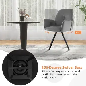 Costway Set of 2 Swivel Accent Chair Ergonomic Leisure Velvet Armchair Padded Desk Chair