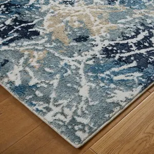 Modern Easy to Clean Abstract Multi Contemporary Rug for Dining Room-80cm X 150cm