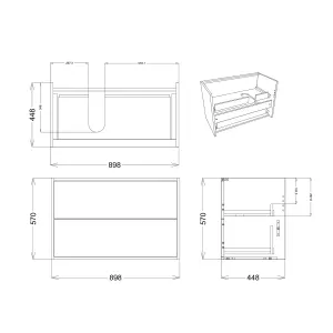 Grasmere Matt Grey Wall-mounted Vanity unit & basin set (W)900mm (H)600mm