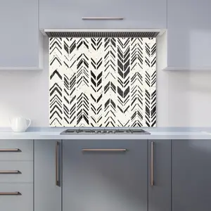 Hand Drawn Chevron Pattern Premium Glass Kitchen Splashback W600mm x H600mm