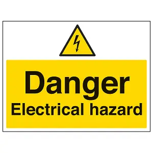 Danger Electrical Hazard Warning Sign - Adhesive Vinyl 400x300mm (x3)