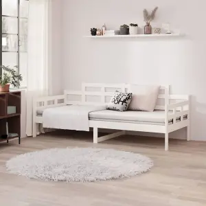 Berkfield Day Bed White Solid Wood Pine 90x190 cm