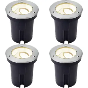 4 PACK Stainless Steel IP67 Ground Light - 13W Warm White LED - Tilting Head