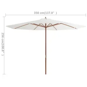 Berkfield Outdoor Parasol with Wooden Pole 350 cm Sand White