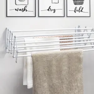 Wall Mounted Extendable Clothes Airer White Pukkr