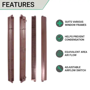 EAI Trickle Window Slot Vent Easy Fitting Inside & Out - 415mm - 4191mm²EA - Brown