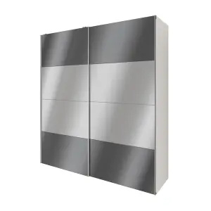 GoodHome Atomia White & anthracite Particle board Mirrored Wardrobe (H)2250mm (W)2000mm (D)655mm