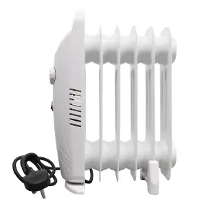 Right Radiators Oil Filled Radiator 6 Fin 800W Mini Electric Portable Heater Thermostat White