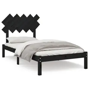 Berkfield Bed Frame Black 100x200 cm Solid Wood