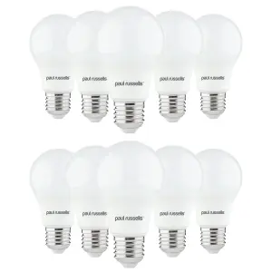 paul russells LED GLS Globe Bulb Edison Screw ES E27, 4.9W 470 Lumens, 40w Equivalent, 6500K Day Light, Pack of 10