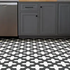 Floorpops Nordic Black Peel and Stick Floor Tiles FP3308