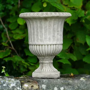 Victorian Stone Urn Fluted Outdoor British Made Garden Ornament Planter