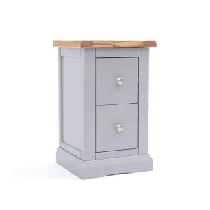 Rocca 2 Drawer Petite Bedside Table Chrome Knob