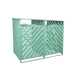 Wooden Double Wheelie Bin Storage - Green