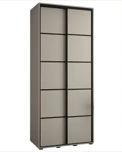 Stylish and Space-Saving Dakota IV Sliding Door Wardrobe W1000mm H2350mm D600mm in Elegant Cashmere & Black Finish