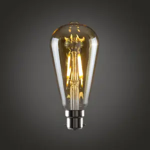 ValueLights Pack of 5 Vintage Style LED Technology 4w BC B22 Amber Tinted Squirrel Cage Light Bulbs Warm White