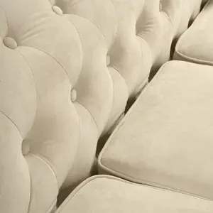 Velvet Chesterfield Arm Chair - Cream