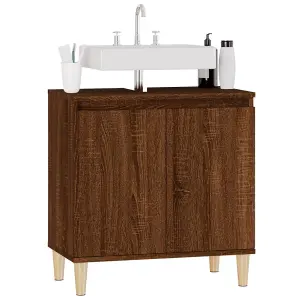 Berkfield Sink Cabinet Brown Oak 58x33x60 cm Engineered Wood