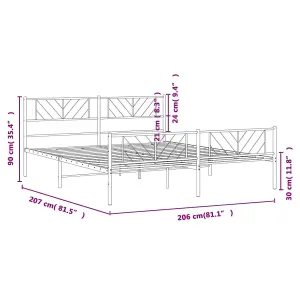 Berkfield Metal Bed Frame with Headboard and Footboard White 200x200 cm