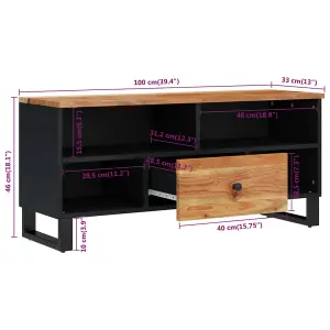 Berkfield TV Cabinet 100x33x46 cm Solid Wood Acacia&Engineered Wood