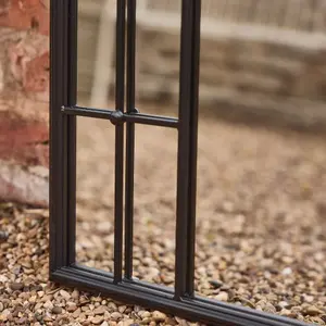 Classic Black Tall Rounded Window Mirror Full-length Outdoor Garden Arch Mirror H107cm x 65cm