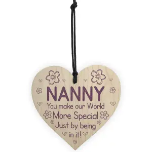 Red Ocean Mothers Day Gift For Nanny Wooden Heart Sign Keepsake Nanny Birthday Gifts For Her