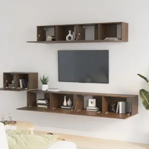 Berkfield 5 Piece TV Cabinet Set Brown Oak Engineered Wood