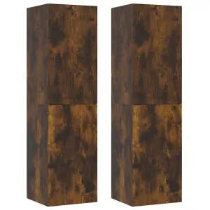 Berkfield Wall-mounted TV Cabinets 2 pcs Smoked Oak 30.5x30x110 cm