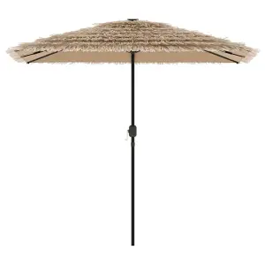 Berkfield Garden Parasol with LEDs and Steel Pole Brown 248x248x248 cm