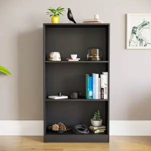 Vida Designs Cambridge Black 3 Tier Medium Bookcase Freestanding Shelving Unit (H)1080mm (W)600mm (D)240mm