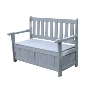 Grey Wooden Garden Enclosed Storage Bench