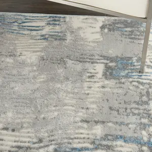 Grey Blue Modern Easy to Clean Abstract Rug for Living Room, Bedroom - 244cm X 305cm