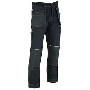 MS9 Mens Cargo Work Trousers Pants Jeans with Multi Pockets S5, Black - 42W/32L