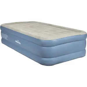 Single High-Raised Inflatable Air Bed with Built-In Electric Pump for Camping and Home Use