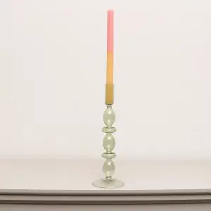 Melody Maison Tall Dark Green Glass Candle Holder - 27cm