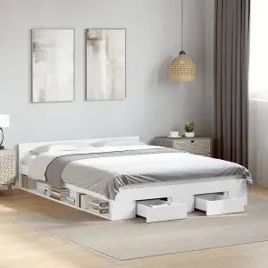 Berkfield Bed Frame with Drawers without Mattress White 120x200 cm