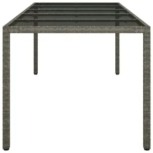 Berkfield Garden Table Grey 250x100x75 cm Tempered Glass and Poly Rattan