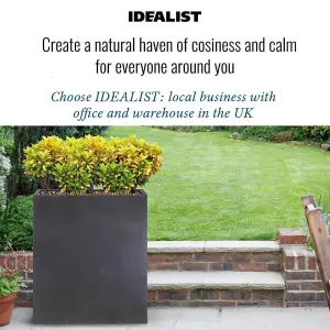 Set of 2 IDEALIST™ 92cm Tall Trough Garden Planters, Dark Grey Reinforced Stone Outdoor Large Plant Pots H92 L80 W30 cm, 227L