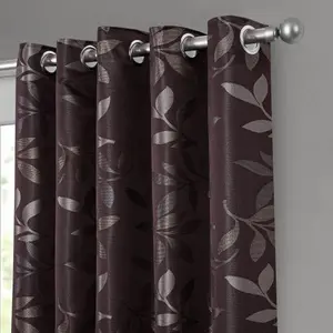 Home Curtains Lorenzo Fully Lined 65w x 72d" (165x183cm) Chocolate Eyelet curtains (PAIR)