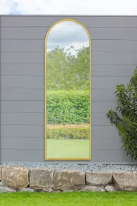 MirrorOutlet - The Arcus - Gold Framed Arched Garden Wall Mirror 71" x 24" (180 x 60 cm)