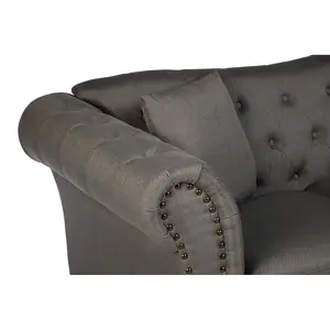 Interiors By Premier Fabric Uphoplstered 2 Seat Grey Chesterfield Sofa, Durable Small Two Seater Sofa, Versatile Sofa For Bedroom