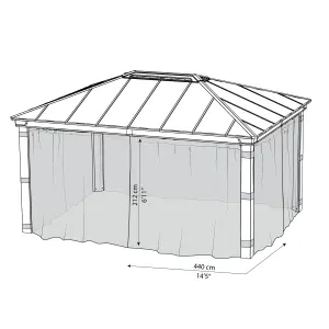 Palram - Canopia Dallas Grey Gazebo netting, Pack of 4 (L)2120mm (W)4400mm