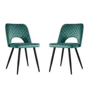 Metis - Velvet Dining chair - Set of 2 - (Green)