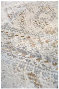 Abstract Collection Vintage Design Rug in Cream and Ochre  D176F