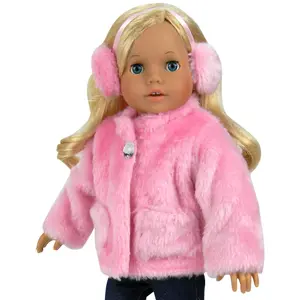 Sophia's by Teamson Kids Pink Fur Coat and Earmuff Headband Set for 18" Dolls