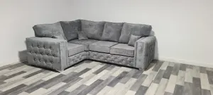 Milano 4 Seater Corner - Grey Chenille Fullback