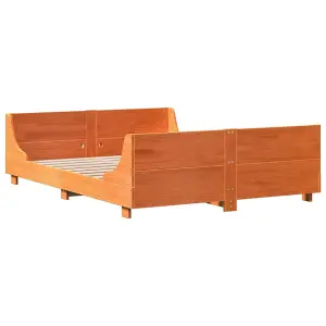 Berkfield Bed Frame without Mattress Wax Brown 120x190 cm Small Double Solid Wood Pine