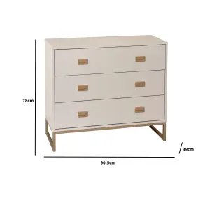 Melody Maison Large 3 Drawer Chest of Drawers - Elle Stone Range