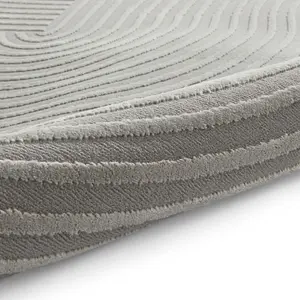 Grey Optical 3D Washable Modern Abstract Dining Room Bedroom & Living Room Rug-160cm X 230cm