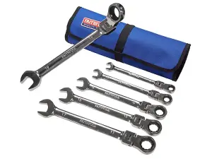 Faithfull 8 -19mm Ratchet Combination Spanners Set of 6 in Fabric Roll